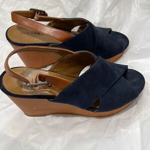 Lucky Brand blue sandals wedges size 8B